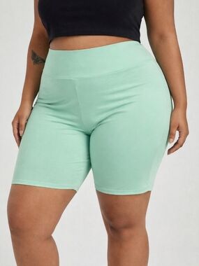 SHEIN Mint Green High-Waist Bike Shorts